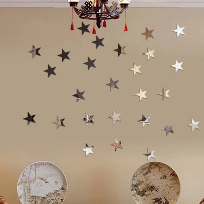 20pcs Acrylic Star Mirror Wall Stickers – Cartoon Starry Wall Decals for Kids Room, Home Decor & Cute Wall Art Murals