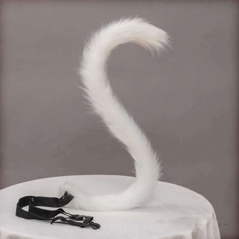 Plush Cat Ears Headband & Tail Set - Realistic Lolita Cosplay Accessories, Handmade Animal Ears for Halloween & Kawaii Costumes