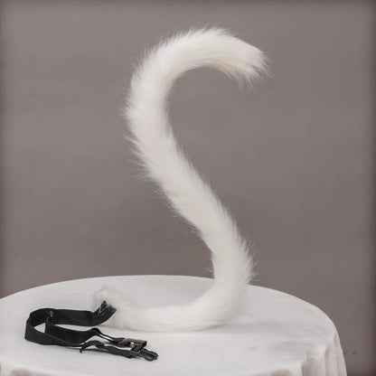 Plush Cat Ears Headband & Tail Set - Realistic Lolita Cosplay Accessories, Handmade Animal Ears for Halloween & Kawaii Costumes