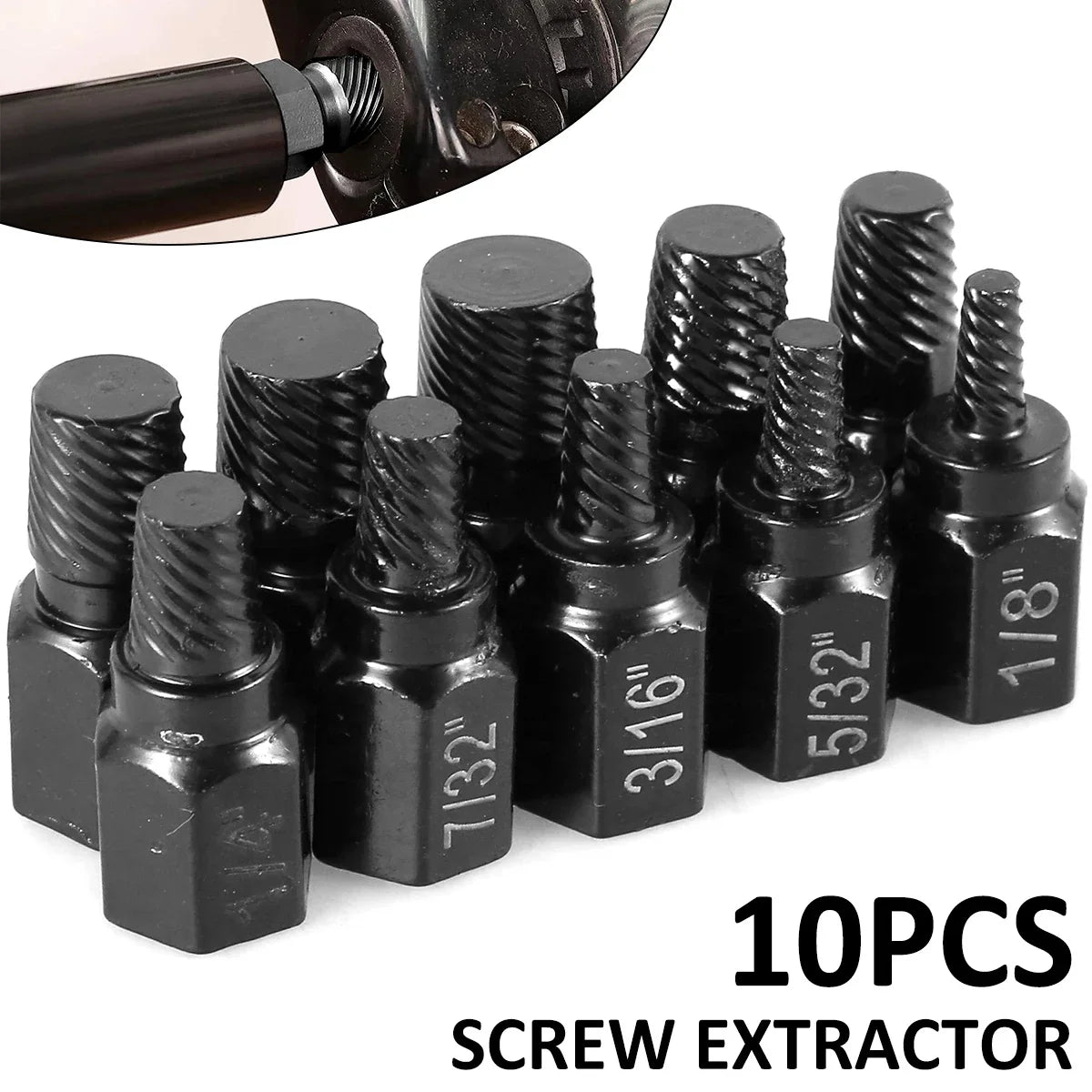 10-Piece Screw Extractor Kit - Alloy Steel Damaged Screw Remover Drill Bits & Bolt Stud Removal Set