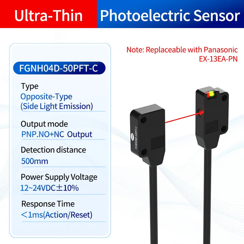 FUWEIFGNH04D-50PFT-C Photoelectric Sensor - High-Speed Precision Micro Sensing Detector with Ultra-Thin Square Design