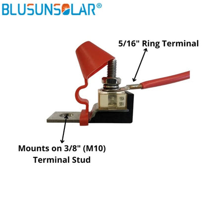 BLUSUNSOLAR Terminal Fuse Block Kit – Single Stud M8 (5/16") with Waterproof Battery Fuse MRBF Protection