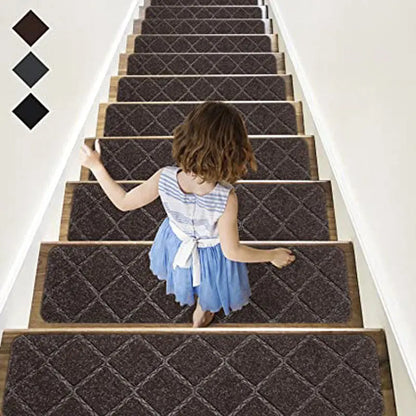 20x76cm Soft Stair Mat – Self-Adhesive Non-Slip Water Absorption Carpet Protector, Variety Pattern Rug for Stairs
