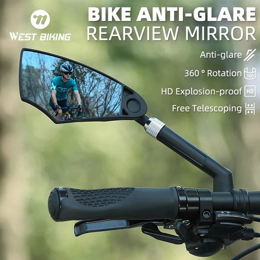 WEST BIKING Anti-Glare Bicycle Mirror – Wide Range Rear View Handlebar Reflector for Electric Scooter & Bike Accessories