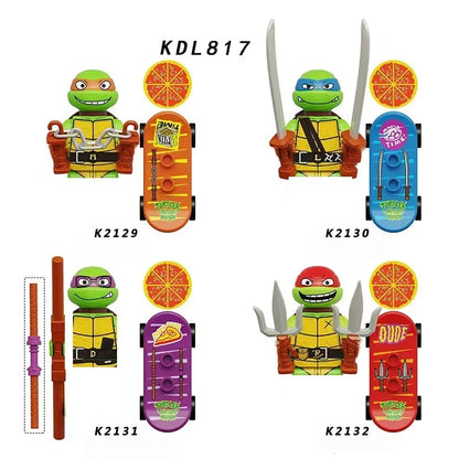 KDL831 Mini Action Figure Building Blocks – Leo, Raph & Don Weapons Movie Bricks MOC DIY Toys for Kids