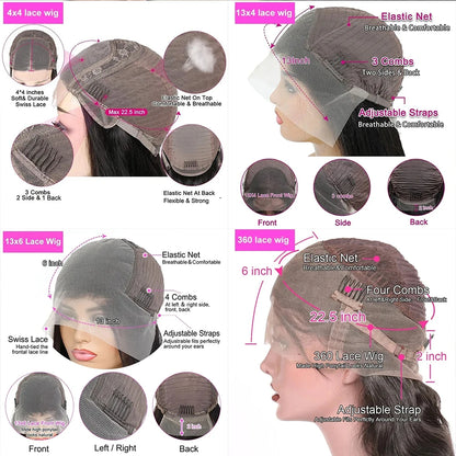 HD 360 Full Lace Wig – 36 Inch Bone Straight Pre-Plucked 13x6 Human Hair Lace Frontal Wig for Women