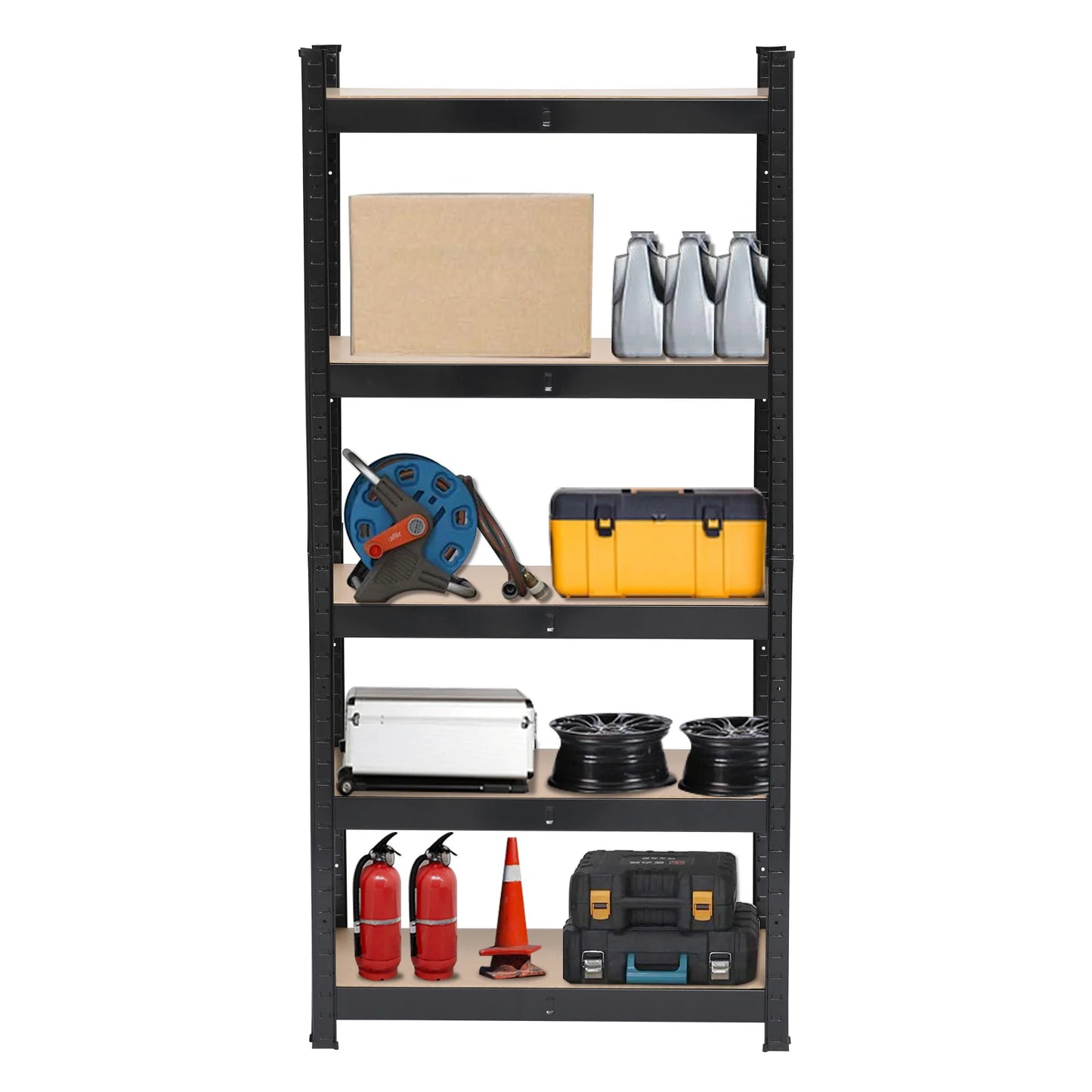 5-Tier Heavy Duty Metal Shelving Rack – Black Garage Storage Shelf Unit