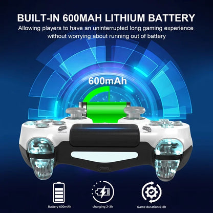 LED Bluetooth Wireless Gamepad – 6-Axis Gyroscope Dual Vibration RGB Controller for PS4, PS3 & PC