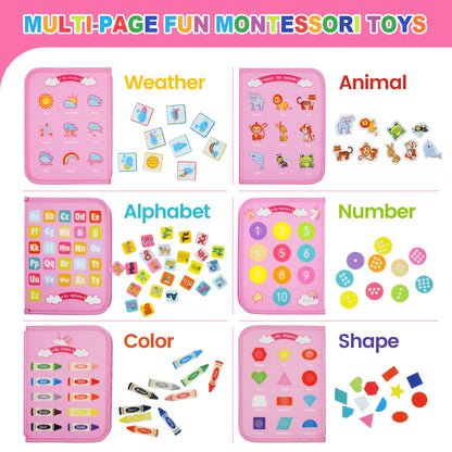Montessori Busy Board for Toddlers – Sensory Busy Book for Early Education & Fine Motor Skills Learning Toys