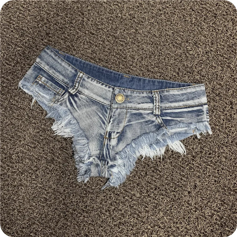 Sexy Women's Low-Rise Stretch Denim Shorts — Mini Hot Pants for Beach, Party & Clubwear