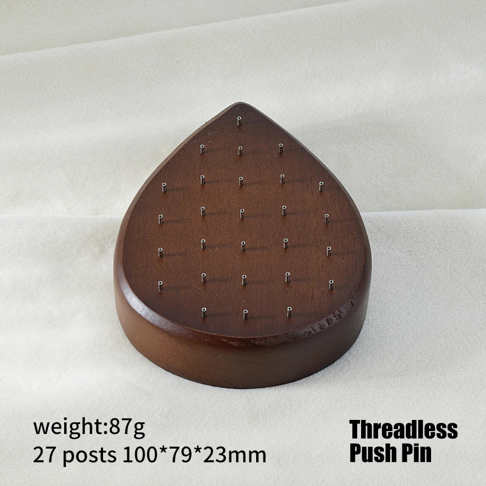 High-Quality Beech Wood Jewelry Display Stand — Push Pin Holder for 16G/14G Threadless Piercing & Body Jewelry