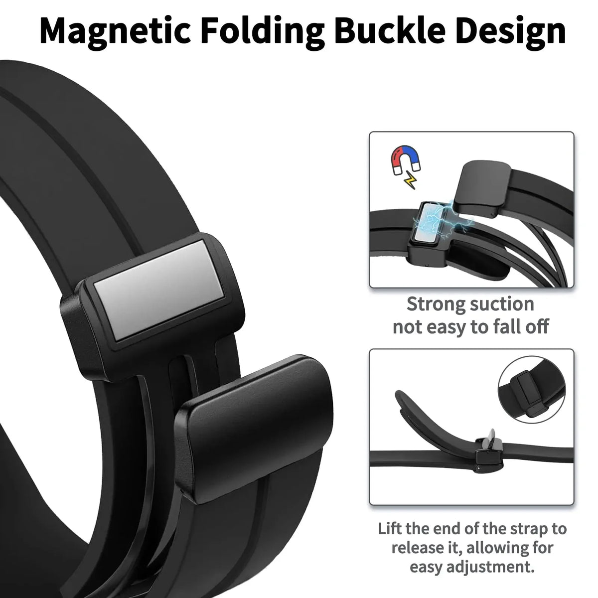 20mm/22mm Silicone Watch Strap - Magnetic Buckle Sport Band for Samsung Galaxy Watch, Huawei Watch GT 2/3 and Gear S3