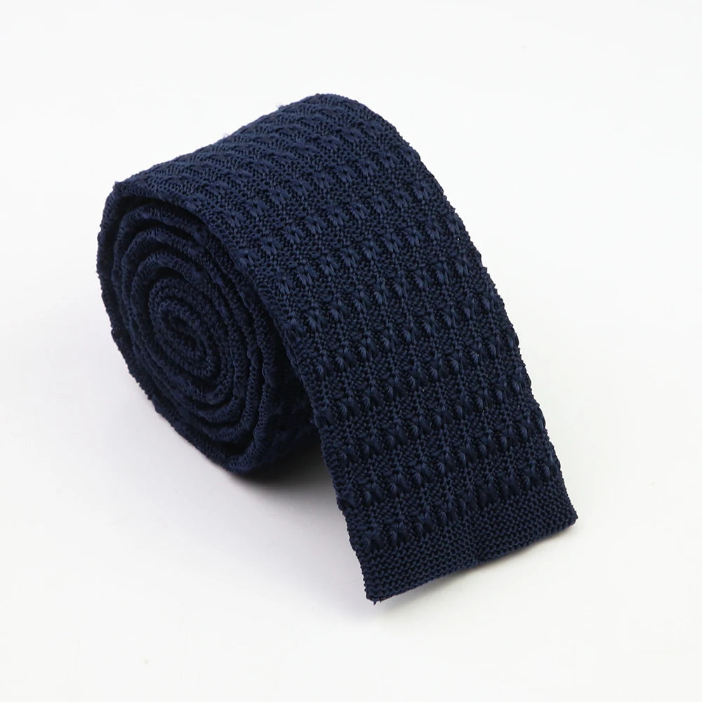Classic Knit Neck Tie for Men — 6cm Plaid & Dots Casual Business Wedding Tie
