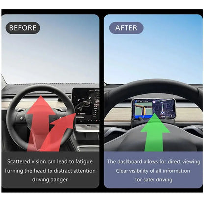 Steering Wheel Front Storage Box for Tesla Model 3/Y 2023 – Multifunctional Silicone Phone & Glasses Holder Car Accessory