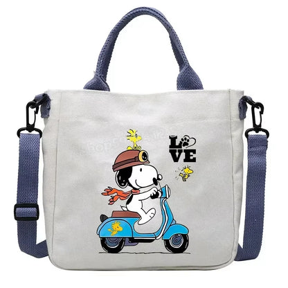 Snoopy Cartoon Canvas Tote Bag – Large Capacity Shoulder Crossbody Bag for Girls, Students & Gift