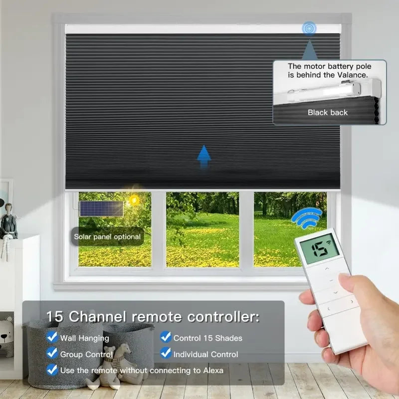 Energy-Saving Motorized Honeycomb Blinds – 100% Blackout, Alexa-Compatible, Hot-Selling in Australia & America