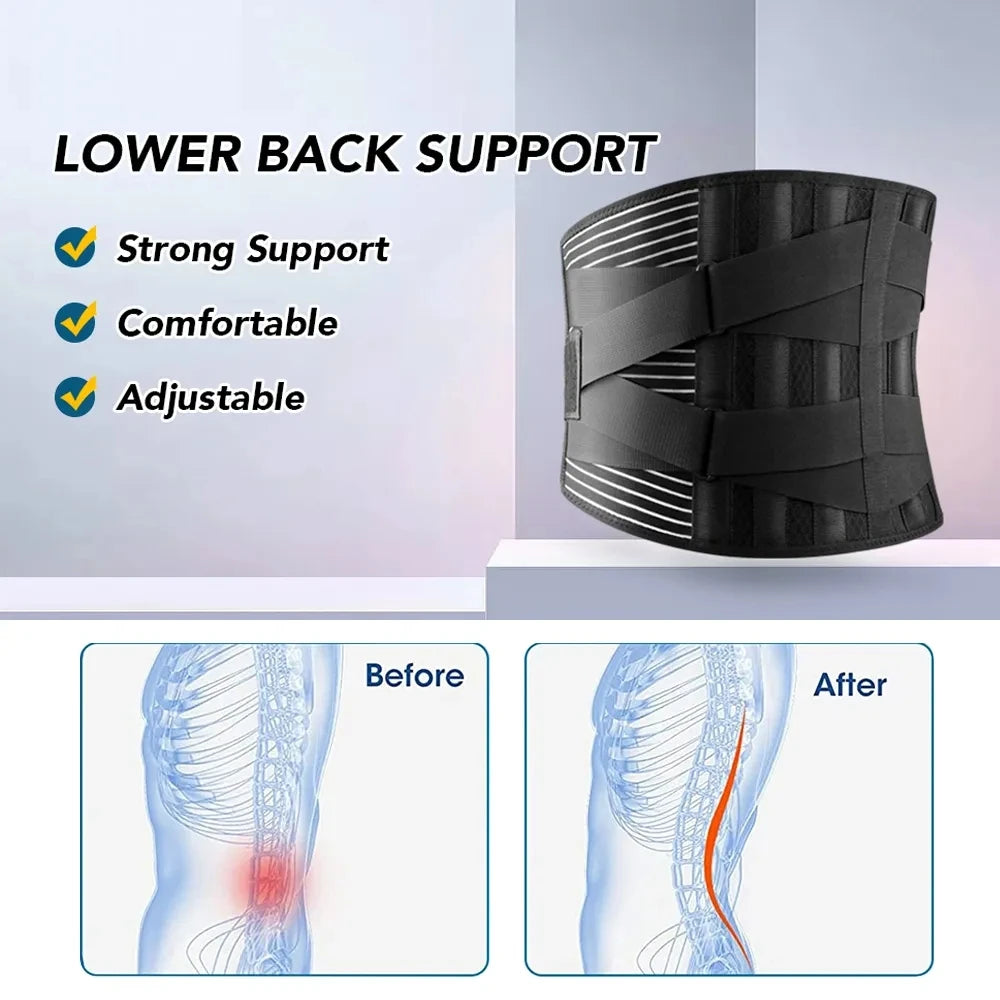 Adjustable Lumbar Support Belt — Double Pull Back Waist Orthopedic Corset for Spine Decompression, Back Pain Relief & Abdomen Toning
