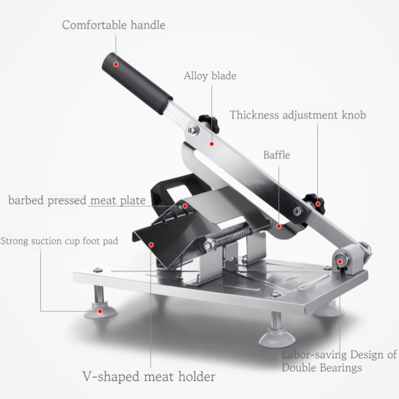 304 Stainless Steel Manual Food Slicer — Frozen Meat, Beef & Mutton Roll Cutter for BBQ & Hot Pot Cooking