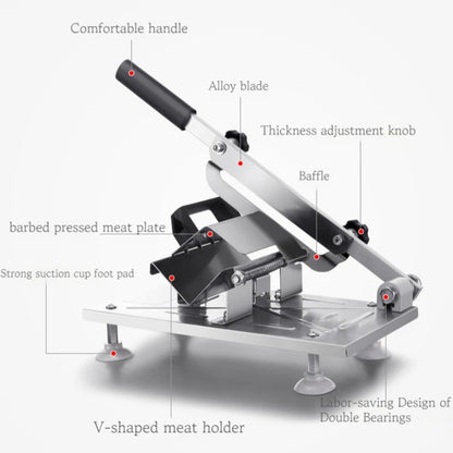304 Stainless Steel Manual Food Slicer — Frozen Meat, Beef & Mutton Roll Cutter for BBQ & Hot Pot Cooking