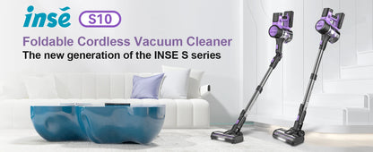 INSE S10 Cordless Vacuum Cleaner - 6 in 1 Stick Vacuum with 30Kpa 350W Suction, Max 50 Min Runtime Rechargeable Vacuum