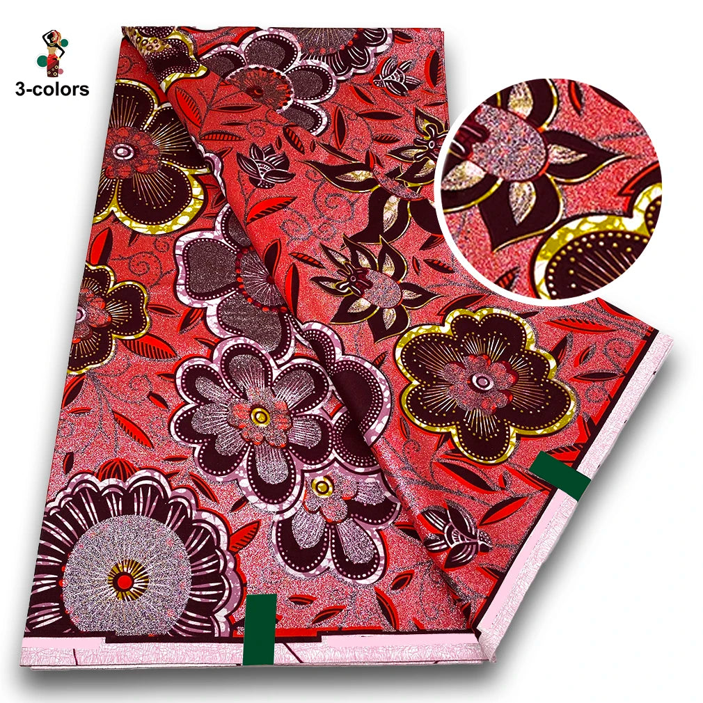 100% Cotton African Wax Print Fabric - Soft Golden Ankara Pagne for Nigerian Fashion & Traditional Wear