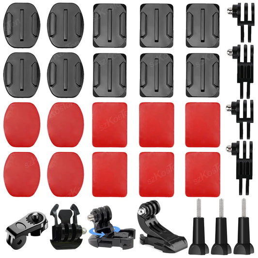 Universal Helmet Adhesive Mount Kit – Flat & Curved Sticky Mounts for GoPro 8–13, Insta360, DJI Osmo Action, AKASO & SJCAM