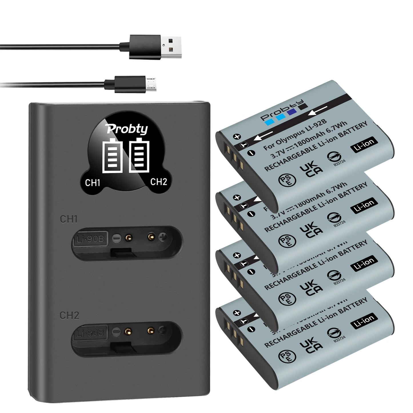 Li-90B / Li-92B Battery & Charger for Olympus Tough TG Series & SP-100 Cameras