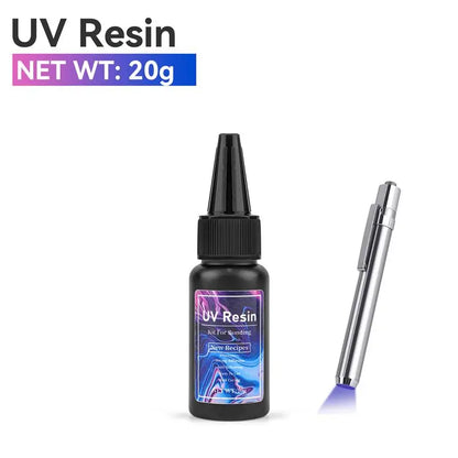 UV Epoxy Resin Glue 20g/30g/50g – High Transparency Fast Drying UV Curing Adhesive for Jewelry Making & DIY Crafts Decor