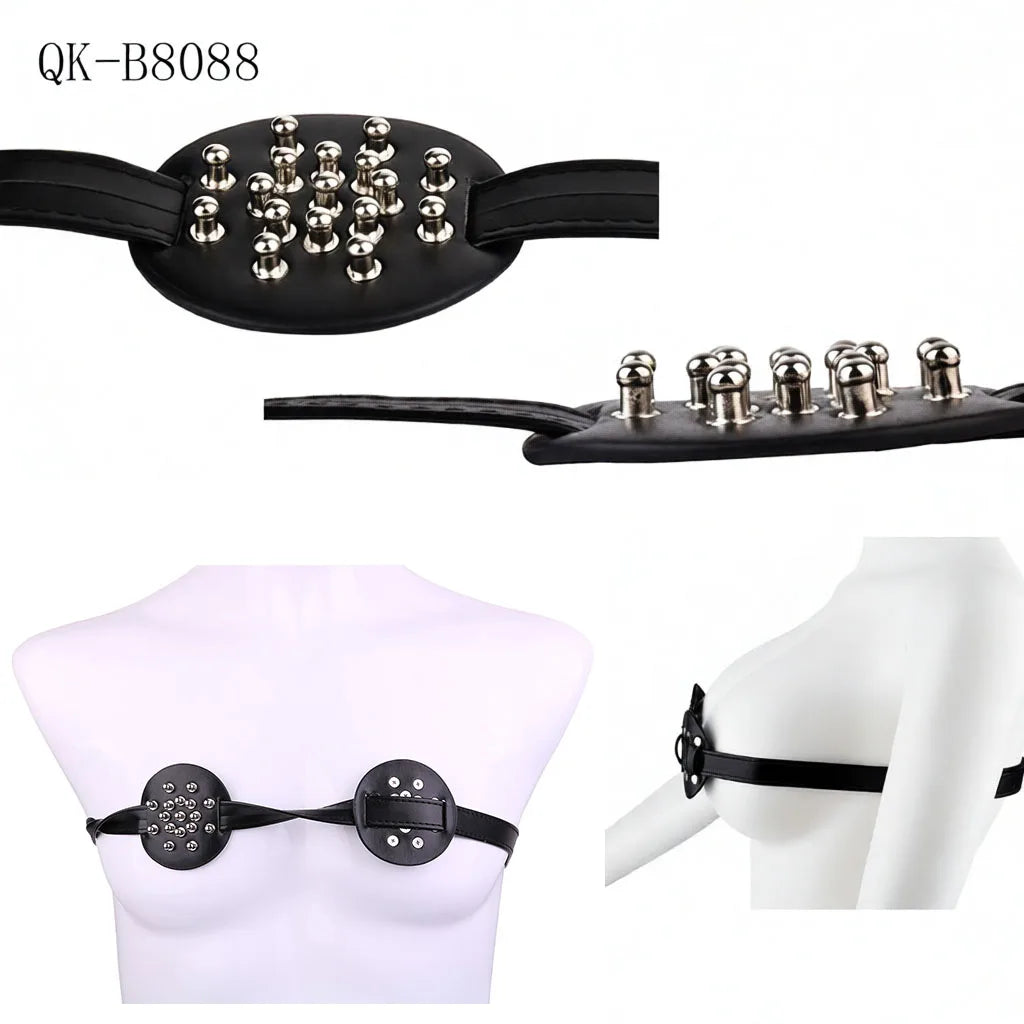 QKKQ Breast Harness and Nipple Cover Straps - Adjustable BDSM Chest Binder for Adults