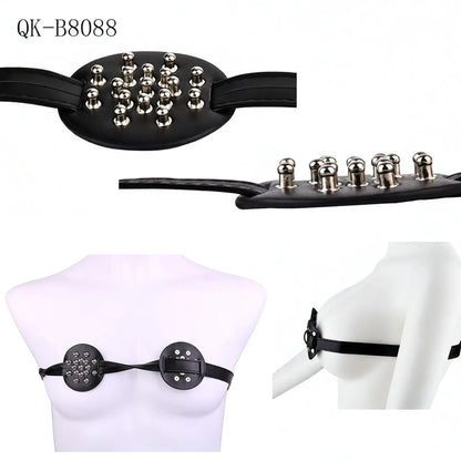 QKKQ Breast Harness and Nipple Cover Straps - Adjustable BDSM Chest Binder for Adults