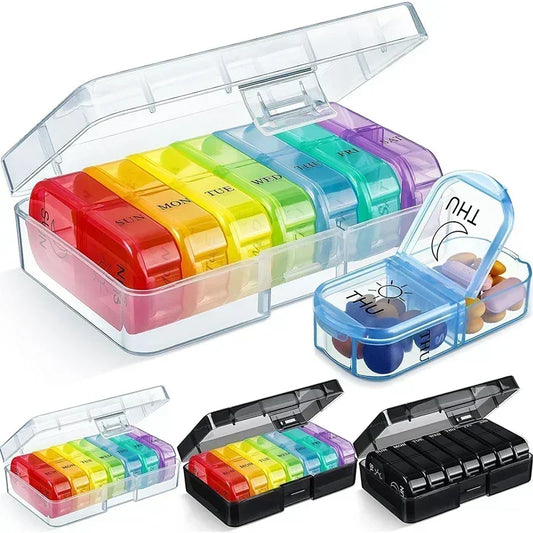 Weekly 7-Day Pill Organizer Box – Portable Medicine & Tablet Storage with Secret Compartments for Travel
