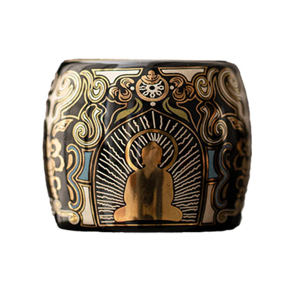 Dunhuang Thangka Tea Pet Decor - Gold & Silver Inlaid Retro Tea Ceremony Accessory