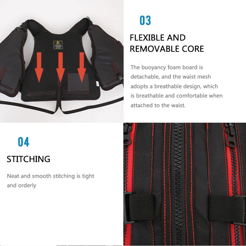 Multi-Functional Life Jacket Vest for Outdoor Fishing – Safety Vest with Storage Pockets & Buoyant Materials