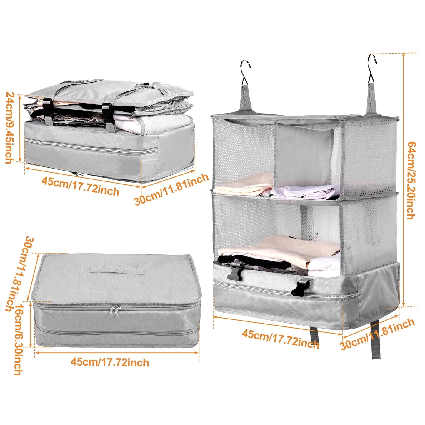 Travel Hanging Luggage Organizer | Large Capacity Foldable Clothes Storage & Garment Bag