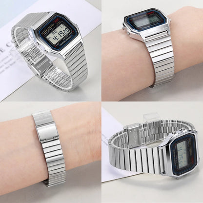 18mm Stainless Steel Watchband for Casio F-91W – Compatible with SGW400, F91W, F84, F105/108/A158W/168, AE1200/1300 Vintage Steel Wrist Bracelet