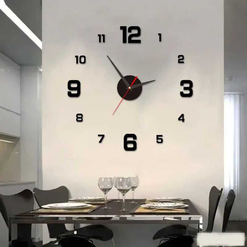 3D Frameless DIY Wall Clock — Creative Mute Digital Wall Sticker for Home, Living Room, and Office Decoration