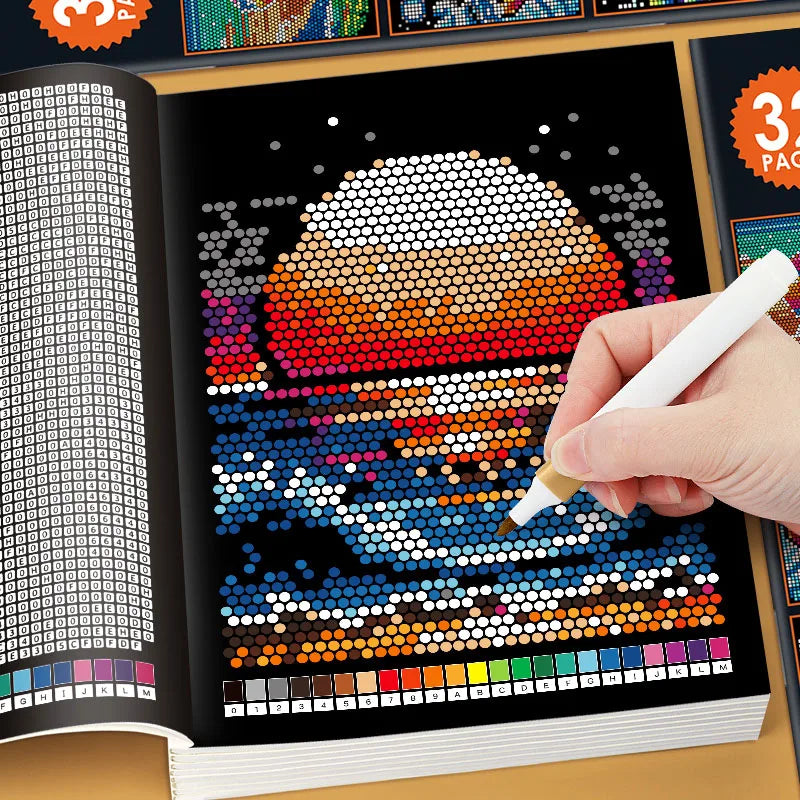 32 Pages Mystery Mosaic Coloring Book - Pixel Art Color by Number Stress Relief Activity for Adults