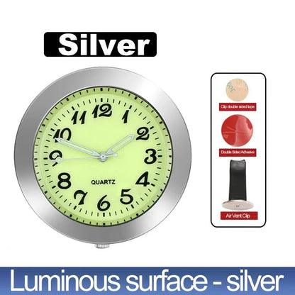 Luminous Stick-On Car Clock – Mini Quartz Digital Dashboard Watch, Glow-in-the-Dark Auto Interior Time Ornament & Car Accessory Gift