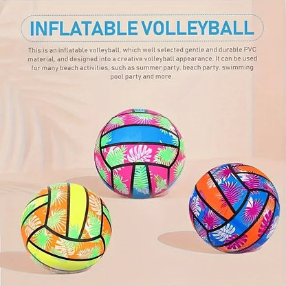 Inflatable Beach Volleyballs – 1/2/4PCS Tropical Leaf PVC Pool Toy for Summer Outdoor Sports