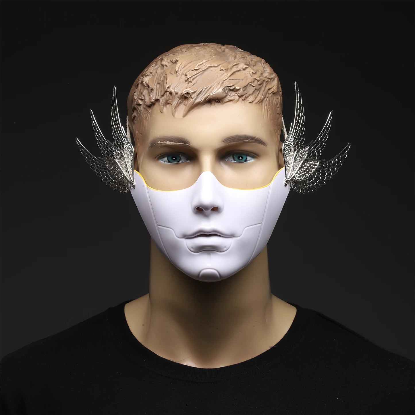 Cyberpunk Mechanical Half Face Mask — Technological Wings Mask for Men & Women, Halloween, Carnival, Dress-Up Props