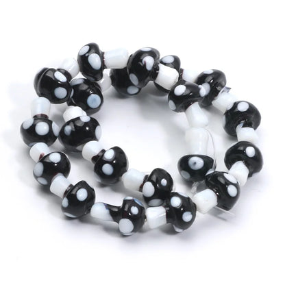 20pcs Lampwork Glass Mushroom Beads - Colorful Loose Beads for DIY Jewelry Making, Handmade Crafts & Accessories