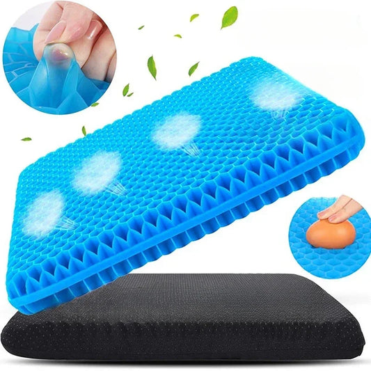 Gel Seat Cushion – Double Thick Egg Gel Pad for Pressure Relief, Breathable Soft Cushion for Car & Office Chair