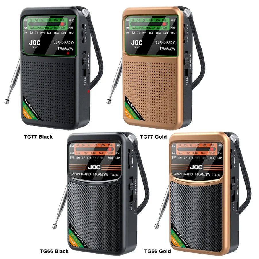 Portable AM/FM/SW Pocket Radio — Mini Receiver with Rechargeable Battery, Good Reception & Wired Earphone Support