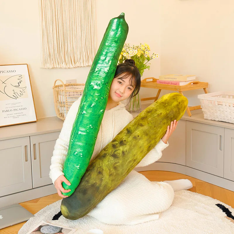 Giant Green Pickled Cucumber Plush Toy – Soft Stuffed Doll, Funny Long Pillow for Sleep, Home Decor & Birthday Gift