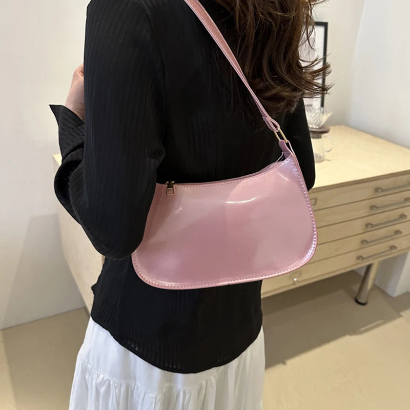 Retro Solid Color PU Leather Shoulder Bag – Fashion Women's Handbag, Casual Designer Hobo Underarm Bag