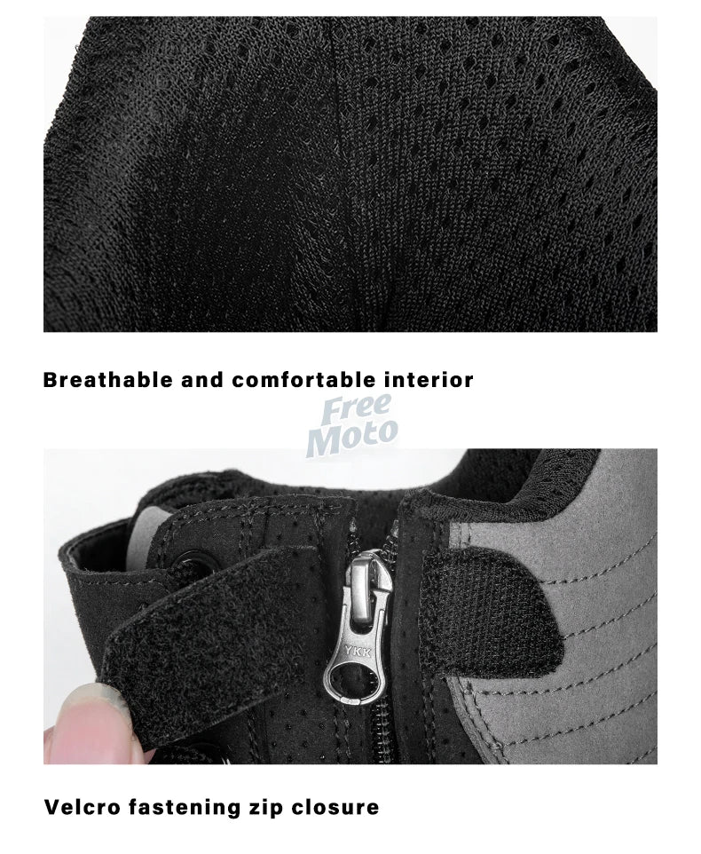Men’s Motorcycle Boots - Breathable Anti-Fall, Road Racing Rider Shoes with Gear Shift Rubber Sole, Reflective Motorbike Boots