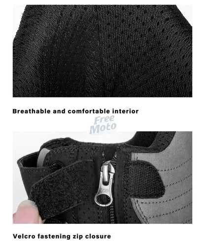 Men’s Motorcycle Boots - Breathable Anti-Fall, Road Racing Rider Shoes with Gear Shift Rubber Sole, Reflective Motorbike Boots