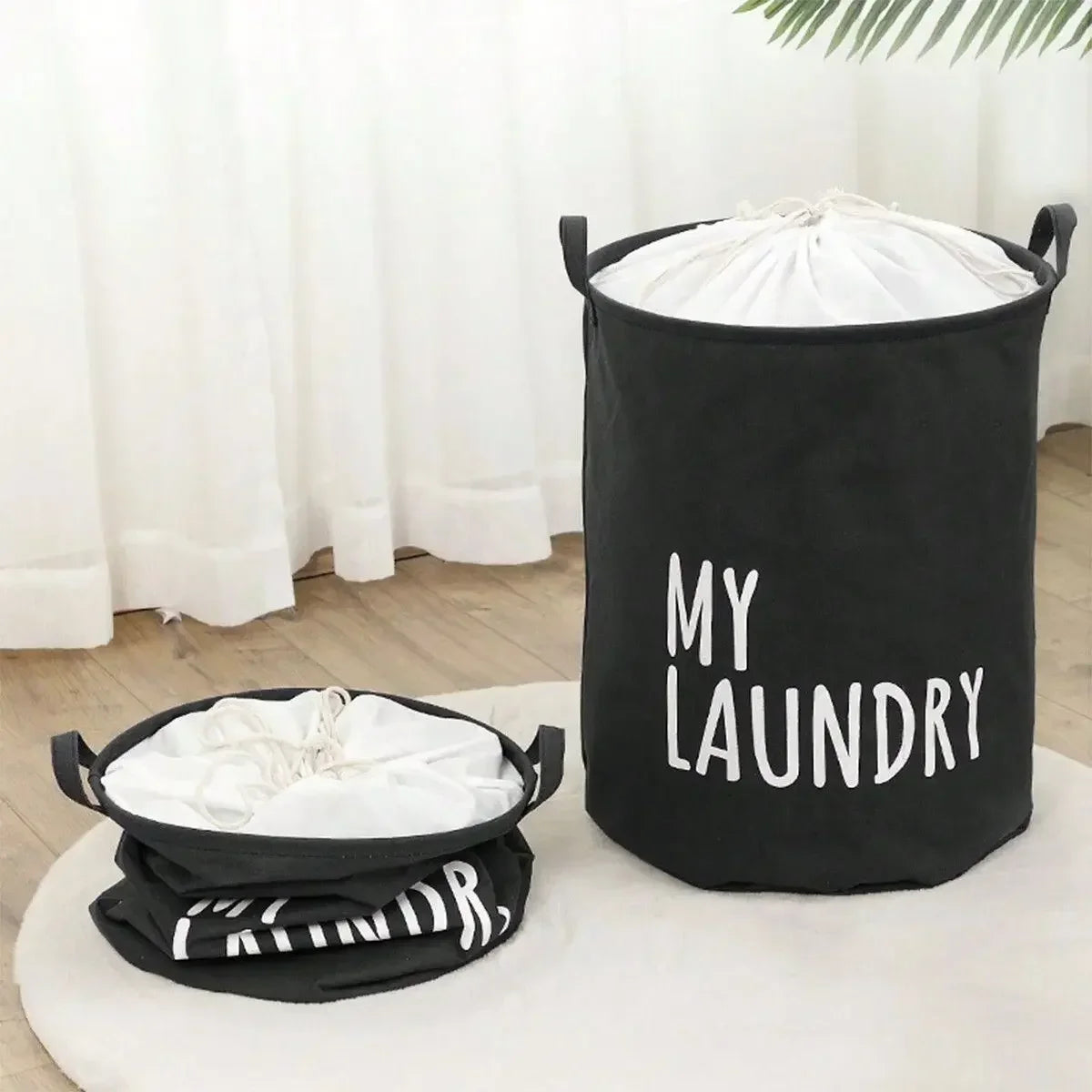 Cotton & Linen Foldable Laundry Basket — Waterproof Household Storage for Clothes, Toys, and Laundry Supplies