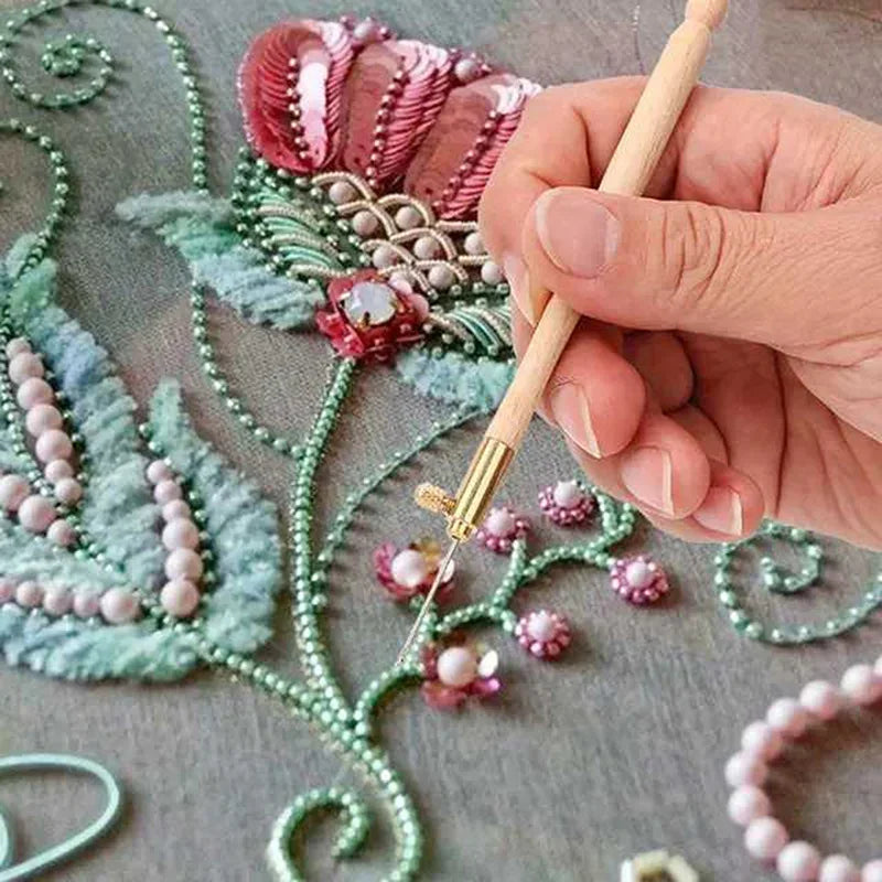 French Embroidery Tambour Hooks – Luneville Crochet Set with 3 Needles for Sewing & Crafting