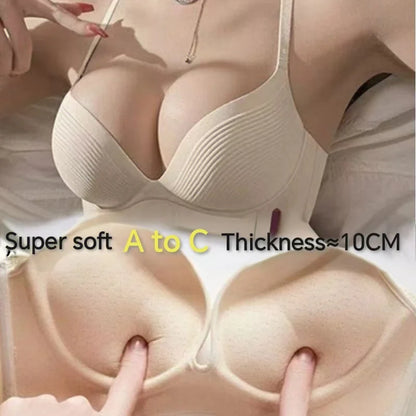 Women’s Ultra-Thick 10cm Push-Up Seamless Bra - Comfortable Lift Bralette with Adjustable Straps, Non-Slip Fit & Wire-Free Support